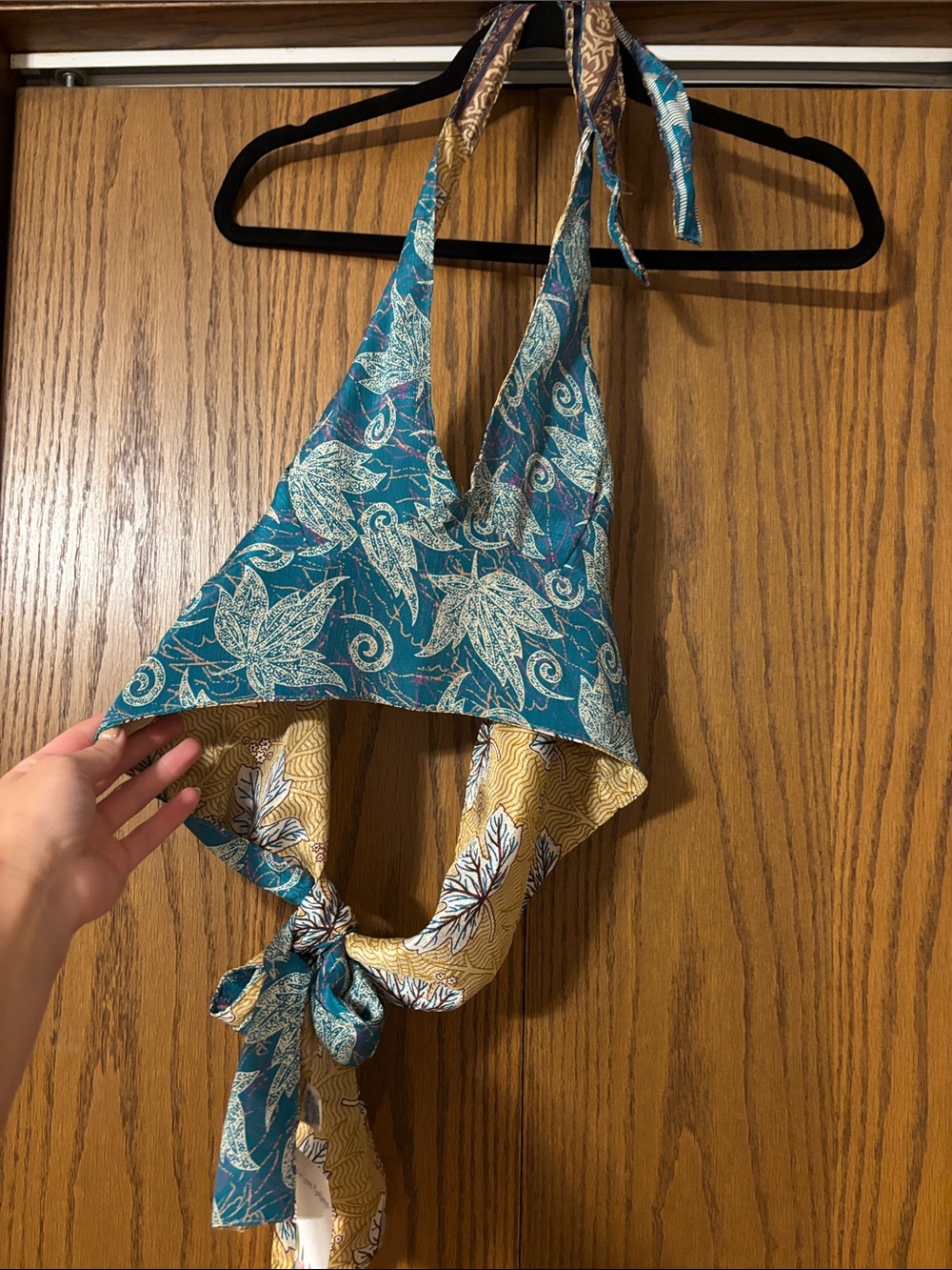 Reversible Halter Top in Teal & Mustard Floral